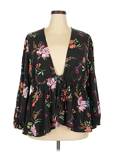 Pre-owned Torrid 3/4 Sleeve Blouse In Black