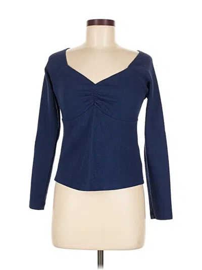 Pre-owned Maeve By Anthropologie Long Sleeve Top Blue Sweetheart Neckline Tops