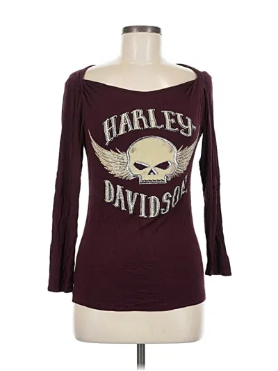 Pre-owned Harley Davidson 3/4 Sleeve T-shirt In Burgundy