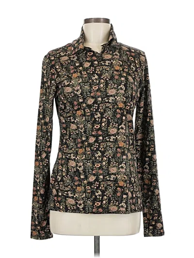 Pre-owned Peruvian Connection Long Sleeve Blouse In Black