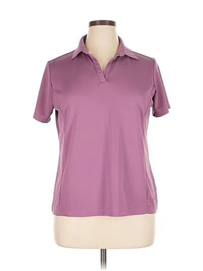 Pre-owned Lady Hagen Short Sleeve Top Purple Mock Neckline Tops