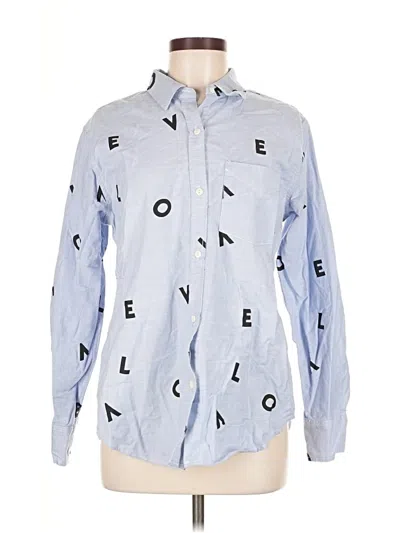 Pre-owned Current Elliott Long Sleeve Button Down Shirt In Blue