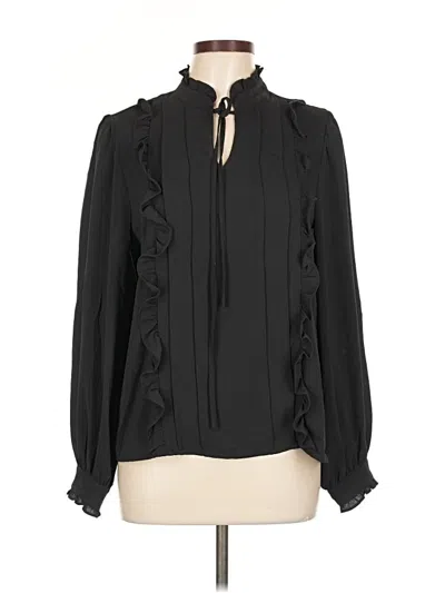 Pre-owned Cece Long Sleeve Blouse In Black