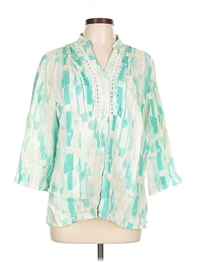 Pre-owned Jm Collection 3/4 Sleeve Blouse In Blue