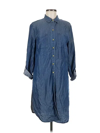 Pre-owned Ellen Tracy 3/4 Sleeve Button Down Shirt In Blue