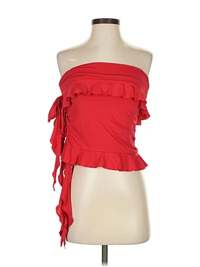 Pre-owned Lioness Sleeveless Top Red Strapless Neckline Tops