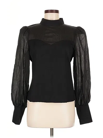 Pre-owned Flat White Long Sleeve Blouse In Black