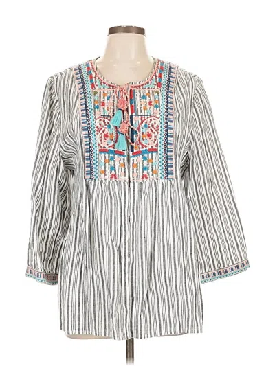 Pre-owned Jjill 3/4 Sleeve Blouse In Gray