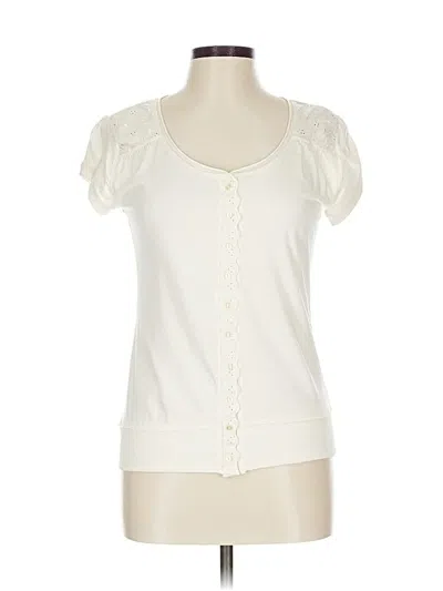 Pre-owned Dkny Jeans Short Sleeve Henley Shirt In White