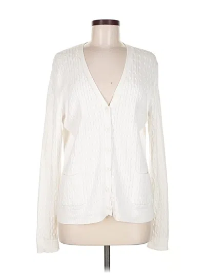 Pre-owned Izod Cardigan Sweater In White