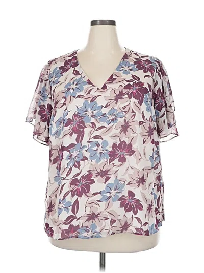 Pre-owned Vince Camuto Short Sleeve Blouse In Purple