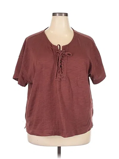 Pre-owned Old Navy Short Sleeve Top Burgundy Keyhole Neckline Tops