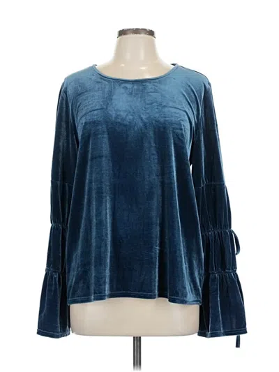 Pre-owned Lucca Long Sleeve Top Blue Boatneck Tops