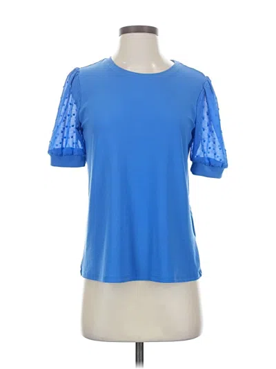 Pre-owned Cece Short Sleeve Top Blue Crew Neck Tops