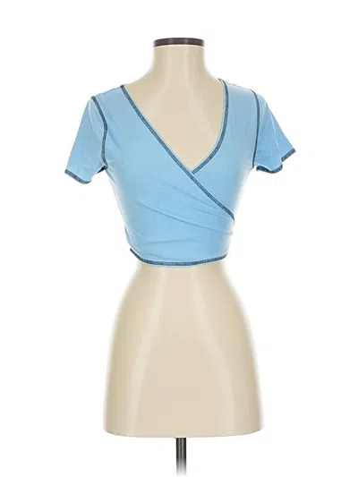 Pre-owned Pac Cares Short Sleeve Top Blue Sweetheart Neckline Tops