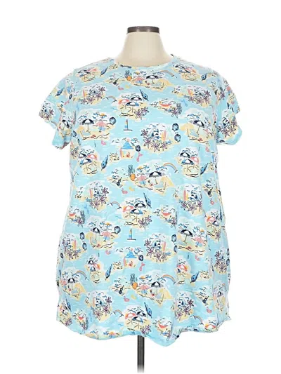 Pre-owned Vera Bradley Short Sleeve Top Blue Keyhole Neckline Tops