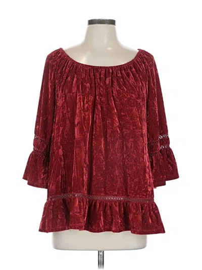 Pre-owned Studio Jpr 3/4 Sleeve Blouse In Burgundy