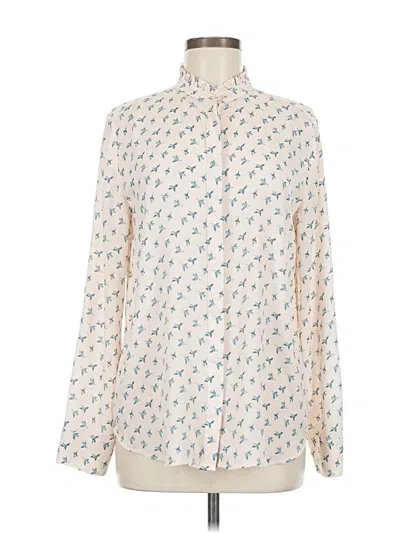 Pre-owned Ann Taylor Loft Long Sleeve Blouse In White