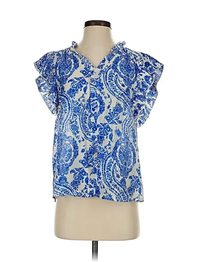 Pre-owned Voy Short Sleeve Blouse In Blue