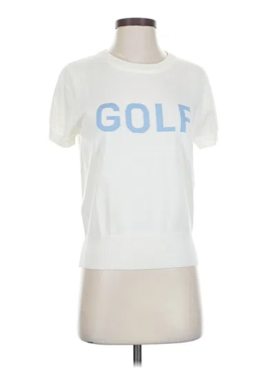 Pre-owned Le Lis Short Sleeve Top White Crew Neck Tops