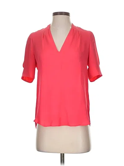 Pre-owned Joie Short Sleeve Silk Top Pink V Neck Tops