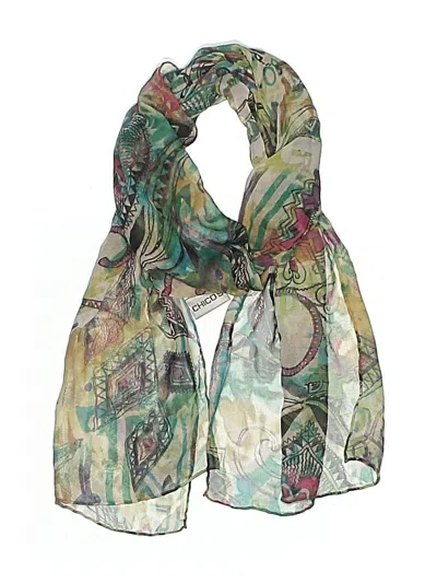 Pre-owned Chico's Silk Scarf In Green