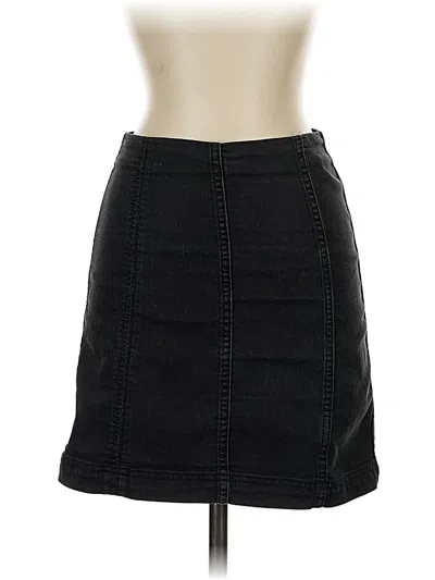 Pre-owned Free People Denim Skirt In Black