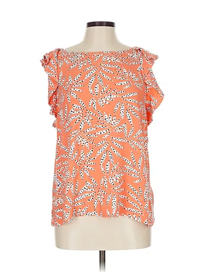 Pre-owned Ann Taylor Loft Short Sleeve Blouse In Orange