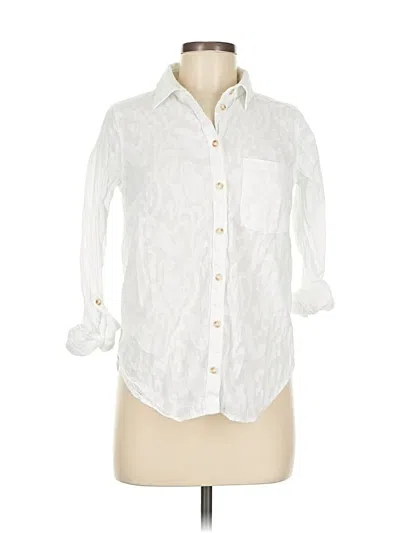 Pre-owned Maeve By Anthropologie 3/4 Sleeve Button Down Shirt In White