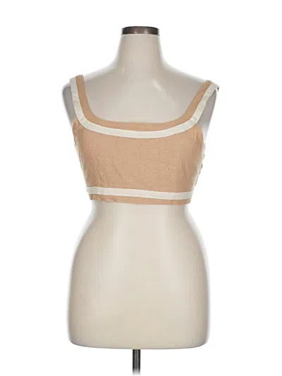 Pre-owned 7 For All Mankind Tube Top Tan Strapless Neckline Tops In Brown