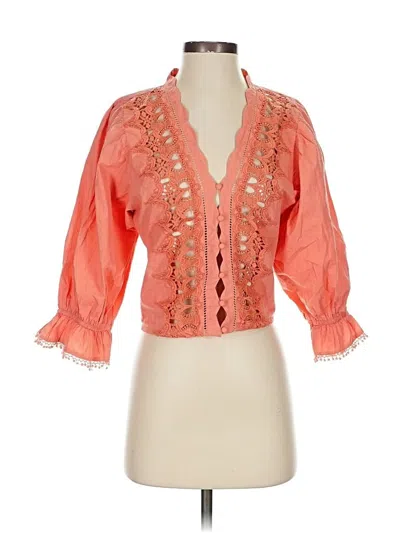 Pre-owned Free People 3/4 Sleeve Blouse In Orange