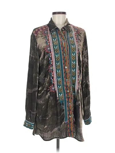 Pre-owned Johnny Was Long Sleeve Blouse In Gray