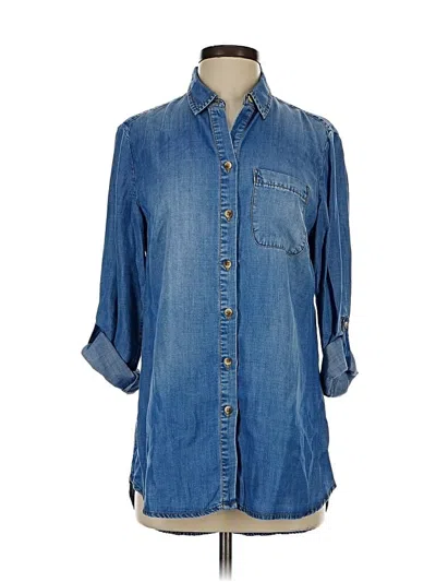 Pre-owned Chico's 3/4 Sleeve Button Down Shirt In Blue