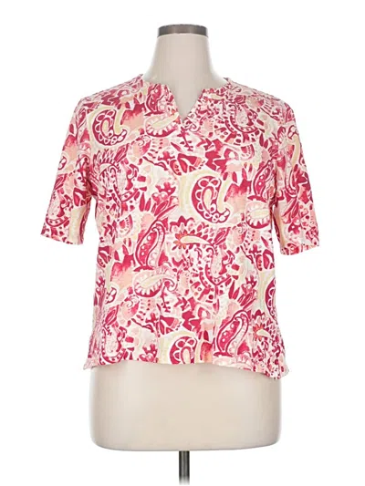 Pre-owned Chico's Short Sleeve Polo Shirt In Pink