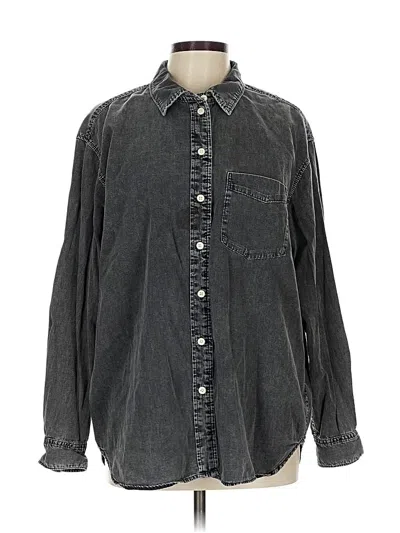 Pre-owned Gap Long Sleeve Polo Shirt In Gray