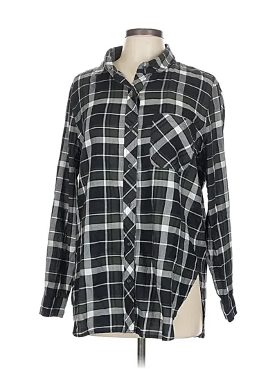 Pre-owned Athleta Long Sleeve Button Down Shirt In Black