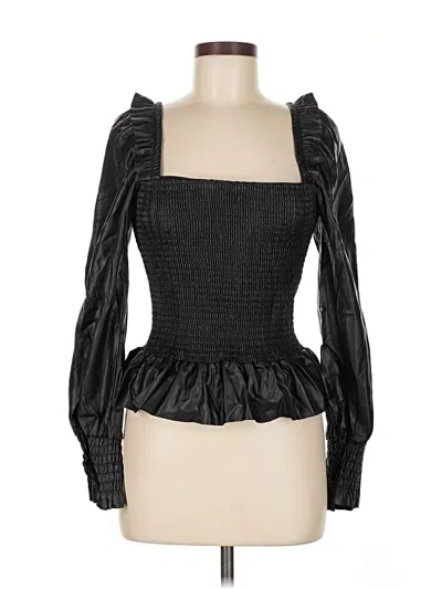 Pre-owned 7 For All Mankind Long Sleeve Blouse In Black