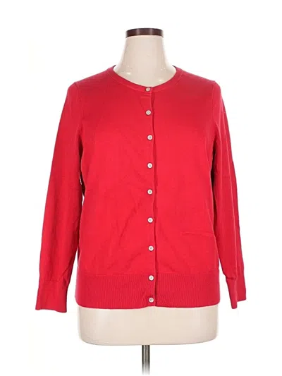 Pre-owned Lands' End Cardigan Sweater In Red