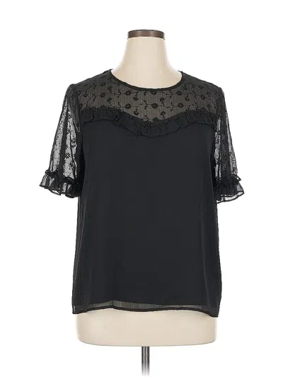 Pre-owned Cece Short Sleeve Blouse In Black
