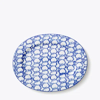 Tory Burch Spongeware Oval Serving Platter In Blue