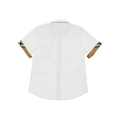 Burberry Poplin Shirt With Check Details Kids In White