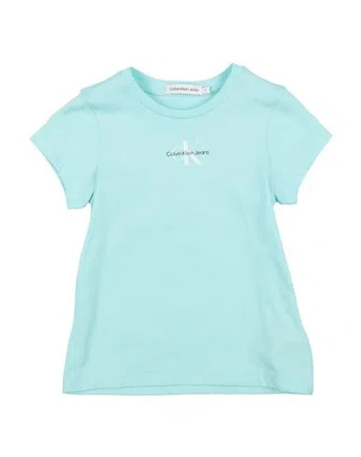 Calvin Klein Jeans Est.1978 Calvin Klein Jeans Toddler Girl T-shirt Turquoise Size 4 Cotton In Blue