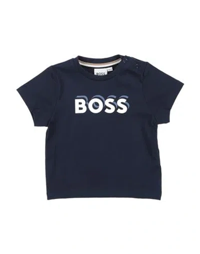 Hugo Boss Boss Newborn Boy T-shirt Midnight Blue Size 3 Cotton, Elastane In Blue