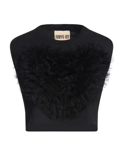 Aniye By Woman Top Black Size 10 Cotton, Polyamide In Black