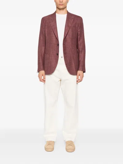 Eleventy Single-breasted Patch-pocket Blazer In Red