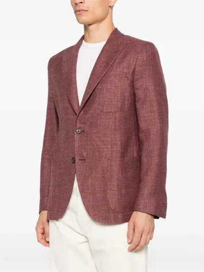 Eleventy Single-breasted Patch-pocket Blazer In Red