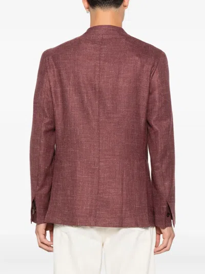 Eleventy Single-breasted Patch-pocket Blazer In Red