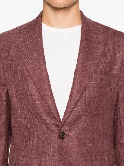 Eleventy Single-breasted Patch-pocket Blazer In Red