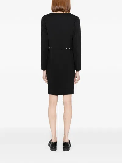 Agnès B. V-neck Cotton Cardigan Dress In Black