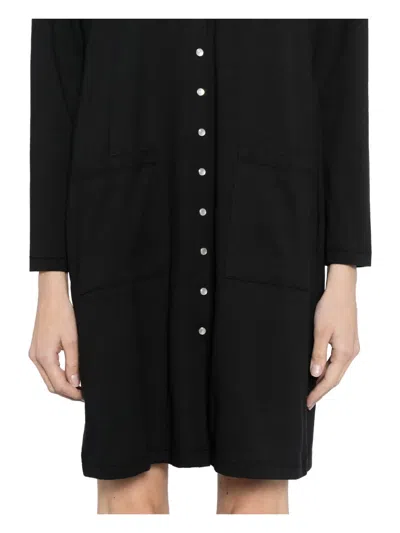 Agnès B. V-neck Cotton Cardigan Dress In Black
